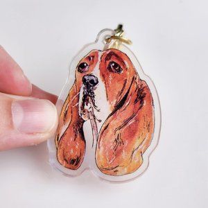 Bloodhound Acrylic Keychain, Dog Dad Gift Pet Portrait Keyring, Small Pet Lovers